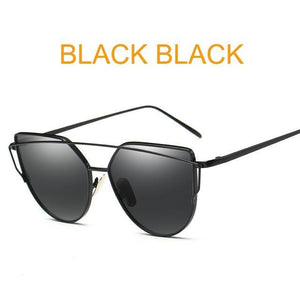 Metal reflective flat lens sunglasses