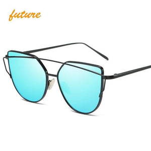 Metal reflective flat lens sunglasses