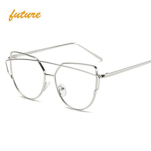 Metal reflective flat lens sunglasses
