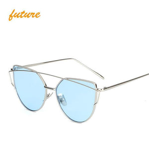 Metal reflective flat lens sunglasses